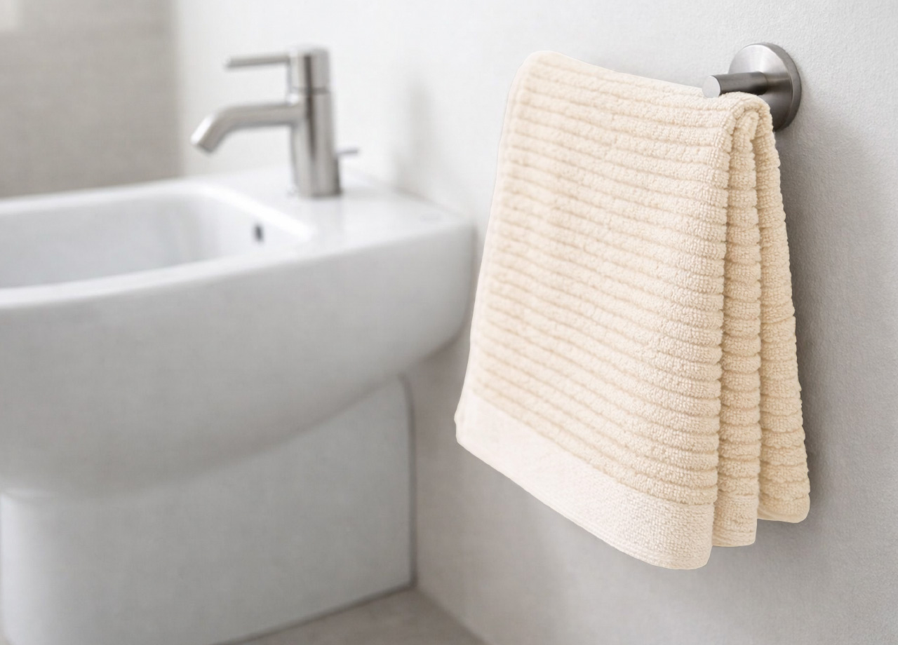 Asciugamani Salvietta Bagno In Morbida Spugna Modello Boutique Colore Crema - immagine 2