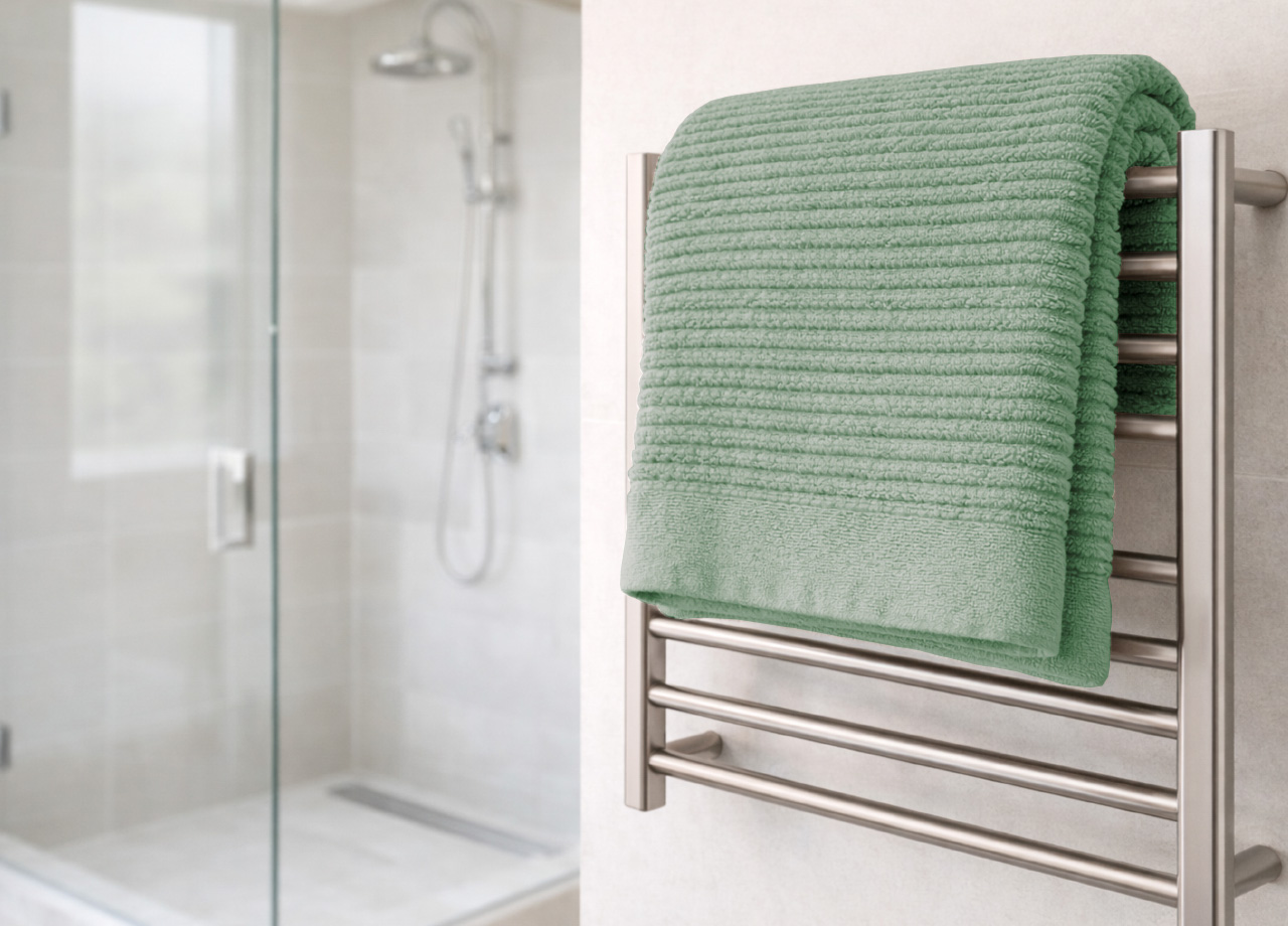 Asciugamani Salvietta Bagno In Morbida Spugna Modello Boutique Colore Salvia - immagine 11