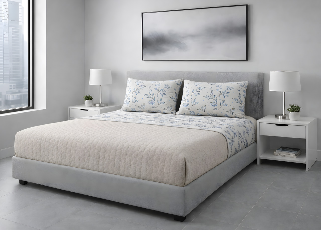 Completo Lenzuola Letto 100% Cotone Made In Italy Disegno Sambuco - immagine 2