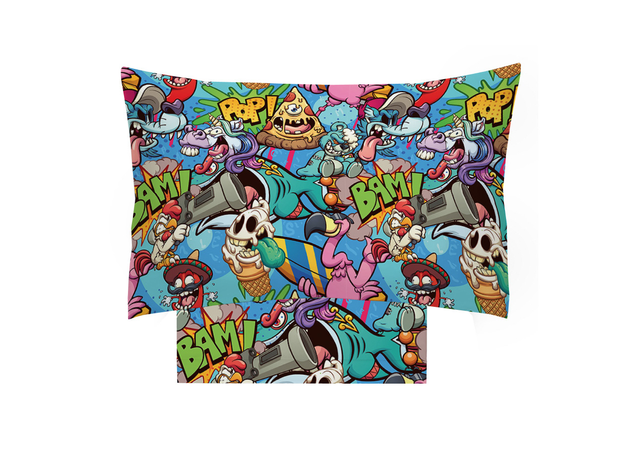 Copripiumino Sacco Piumone Freestyle Per Ragazzi 100% Cotone Digitale Crazy Pizza - immagine 2