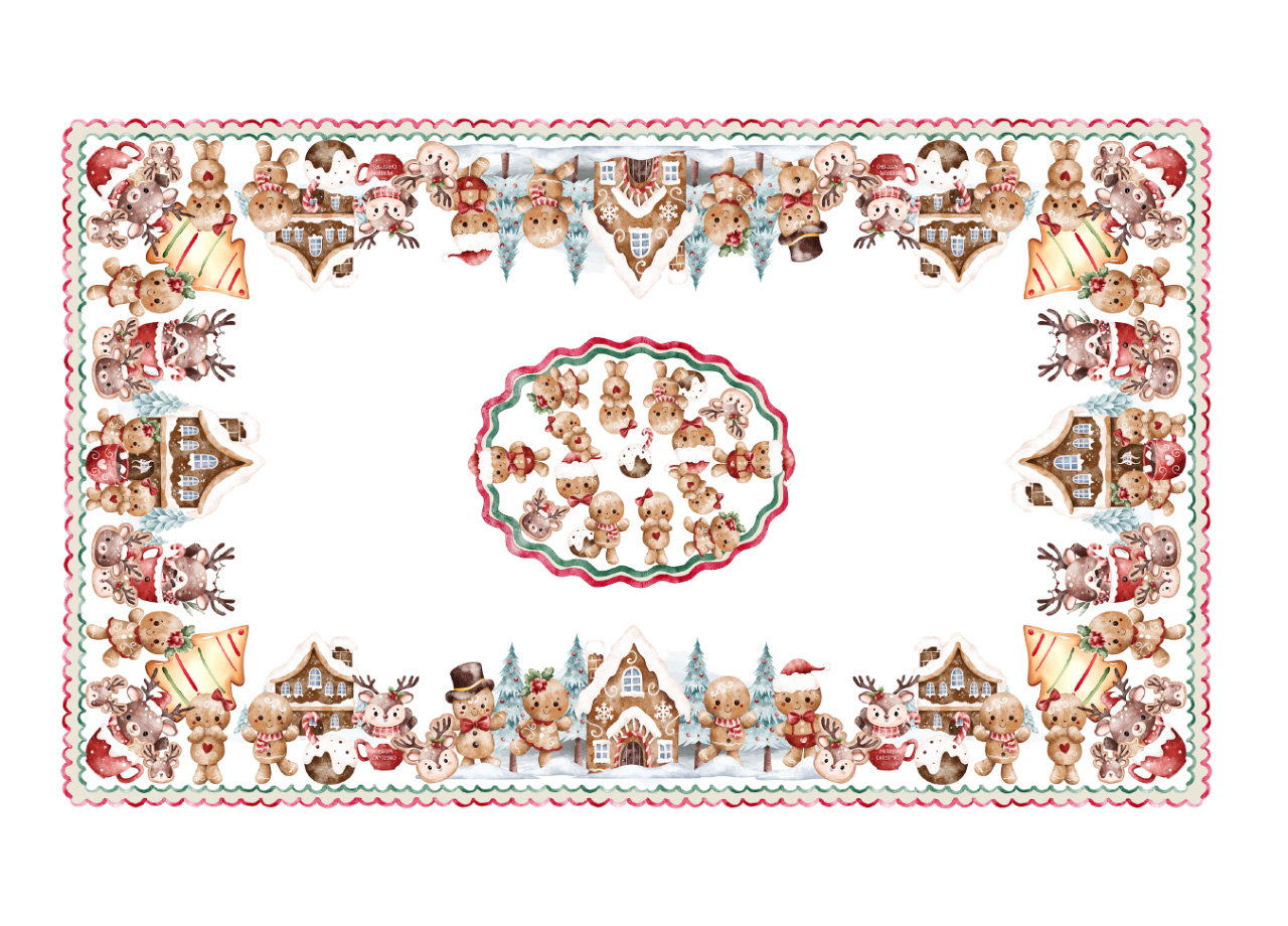 Tovaglia Natalizia Copritavolo Cucina 100% Cotone Digitale Biscotti GI 26 Tovaglia Natalizia Copritavolo Cucina 100% Cotone Digitale Biscotti GI - immagine 2